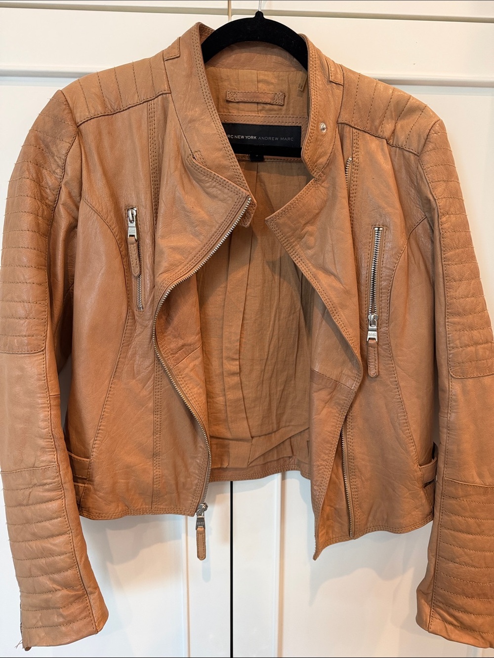 Marc New York Leather Moto Jacket - Tan